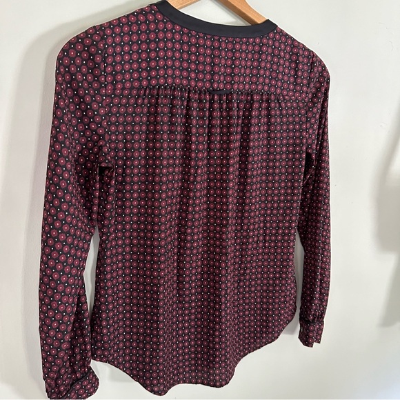 LOFT Patterned Flounce Long Sleeve Blouse Size XS - Picture 6 of 10